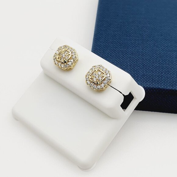 14K Gold Plated Cubic Zircon Earrings, INUS1BR319 - Picture 5 of 10